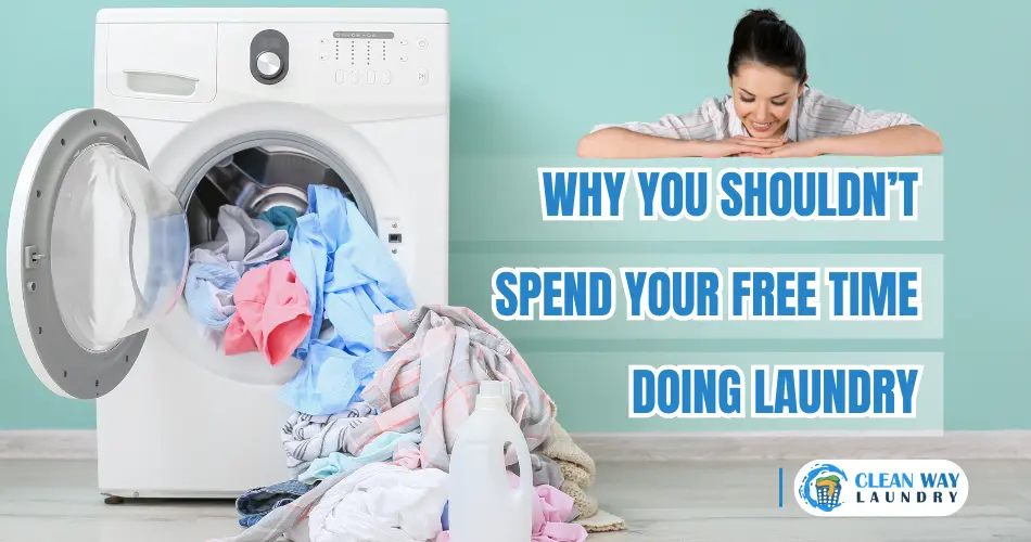 Woman Doing Laundry With Washing Machine And Laundry Detergent
